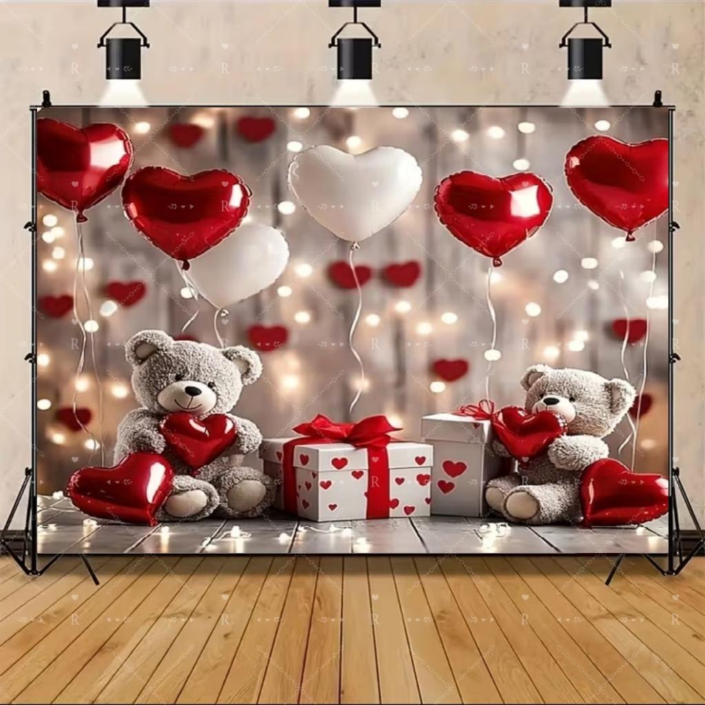 Red Pink Heart Balloon Background Multi Functional Love Banner Birthday Festival Wedding Couple Portrait Photography Backdrop