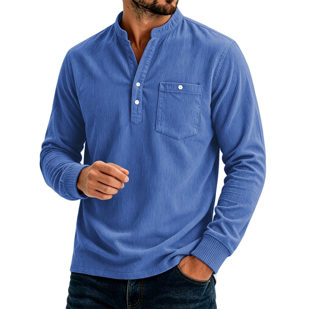 Top casual da uomo a tinta unita, vestibilità larga, con tasche