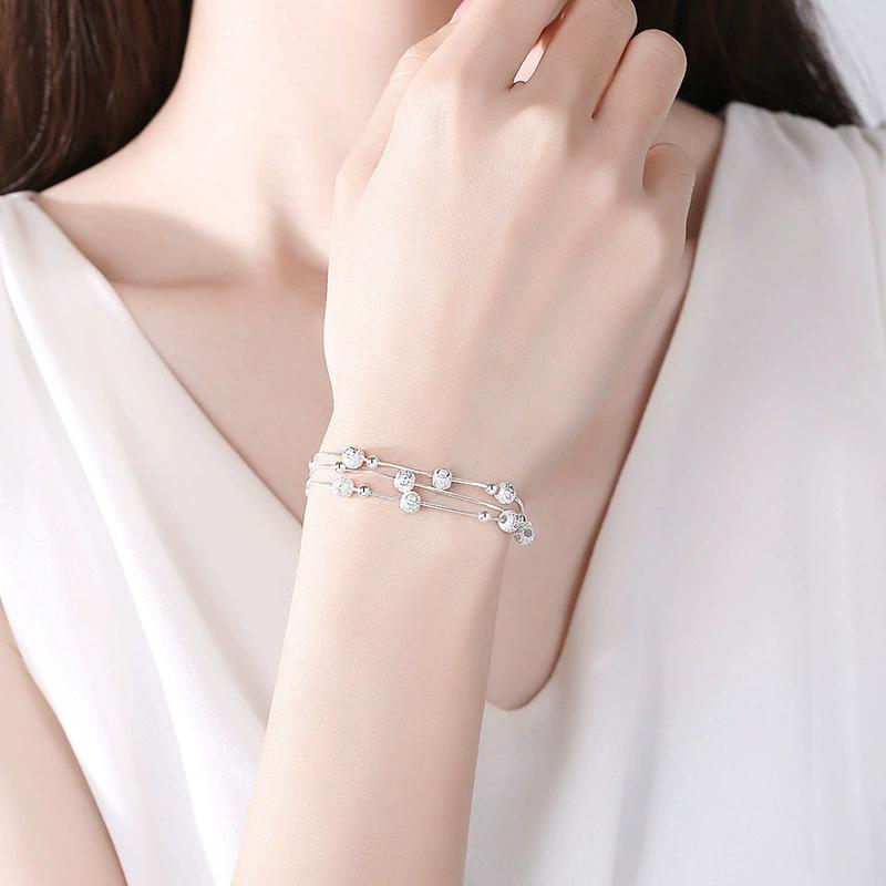 925 Silver Bracelet Vintage Adjustable Bead Bracelets for Women Luxury Fashion Jewelry Party Wedding Gift