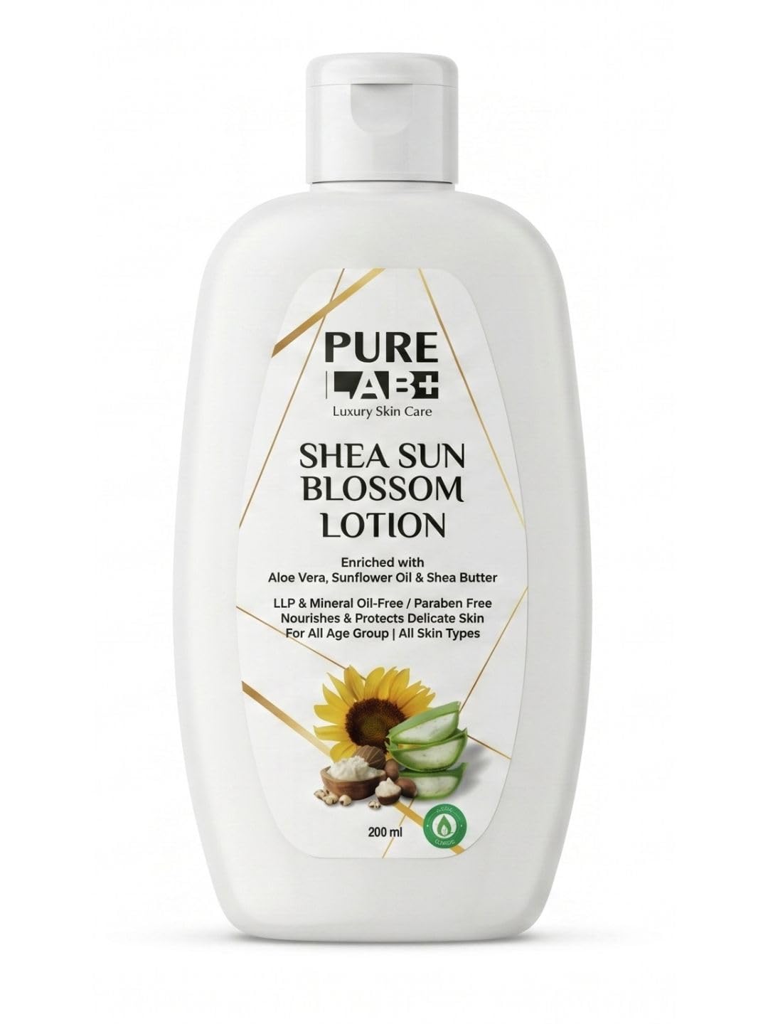 Pure Lab+ Shea Butter Body Lotion | Deep Moisturizing & Nourishing Lotion for Dry Skin | Aloe Vera & Sunflower Oil | Soft, Smooth & Glowing Skin |