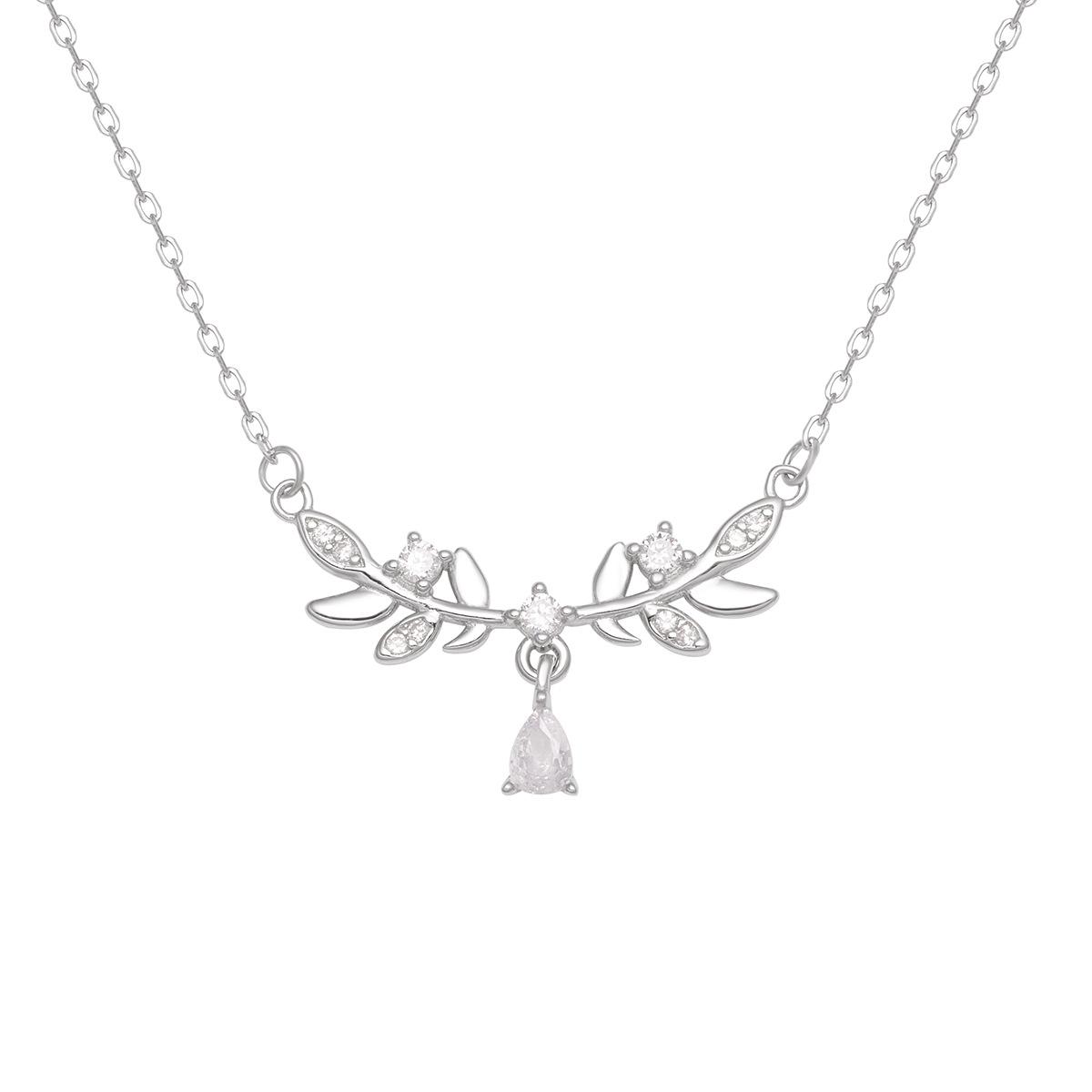 

S925 стерлингового серебра лавровое ожерелье женственная ниша капля воды пшеничное ухо ключица цепочка для подруги ювелирные изделия мода 925 Silver белого золота