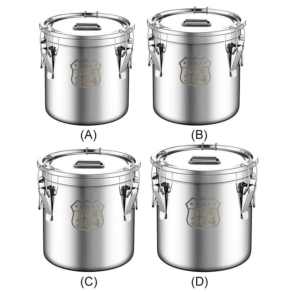 6/12L Stainless Steel Food Oil Sugar Milk Storage Bucket with Seal Lid with Handles for Household Kitchen Bar Restaurants