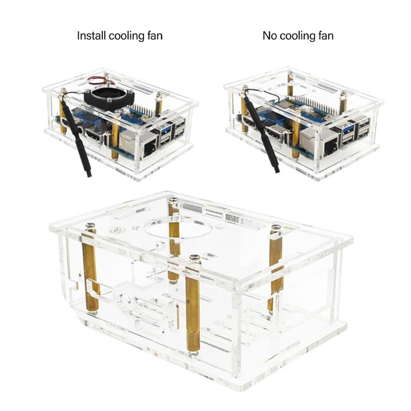 Acrylic Case Proection Cover for Orange Pi 5 Pro Clear Transparently Case Optional Cooling Fan