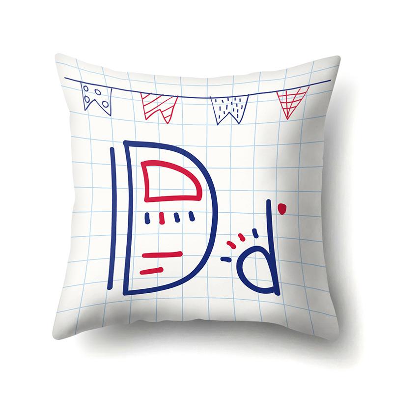 Polyester Pillow Case Decoration Home 26 English Letter Printing Pillow Case British Style Bedside Cushion Cover