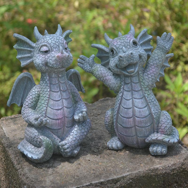 Little Dragon Meditation Decoration Fun Home Resin Craft Statue Creative Garden Decoration Decoration Decoration Decoration