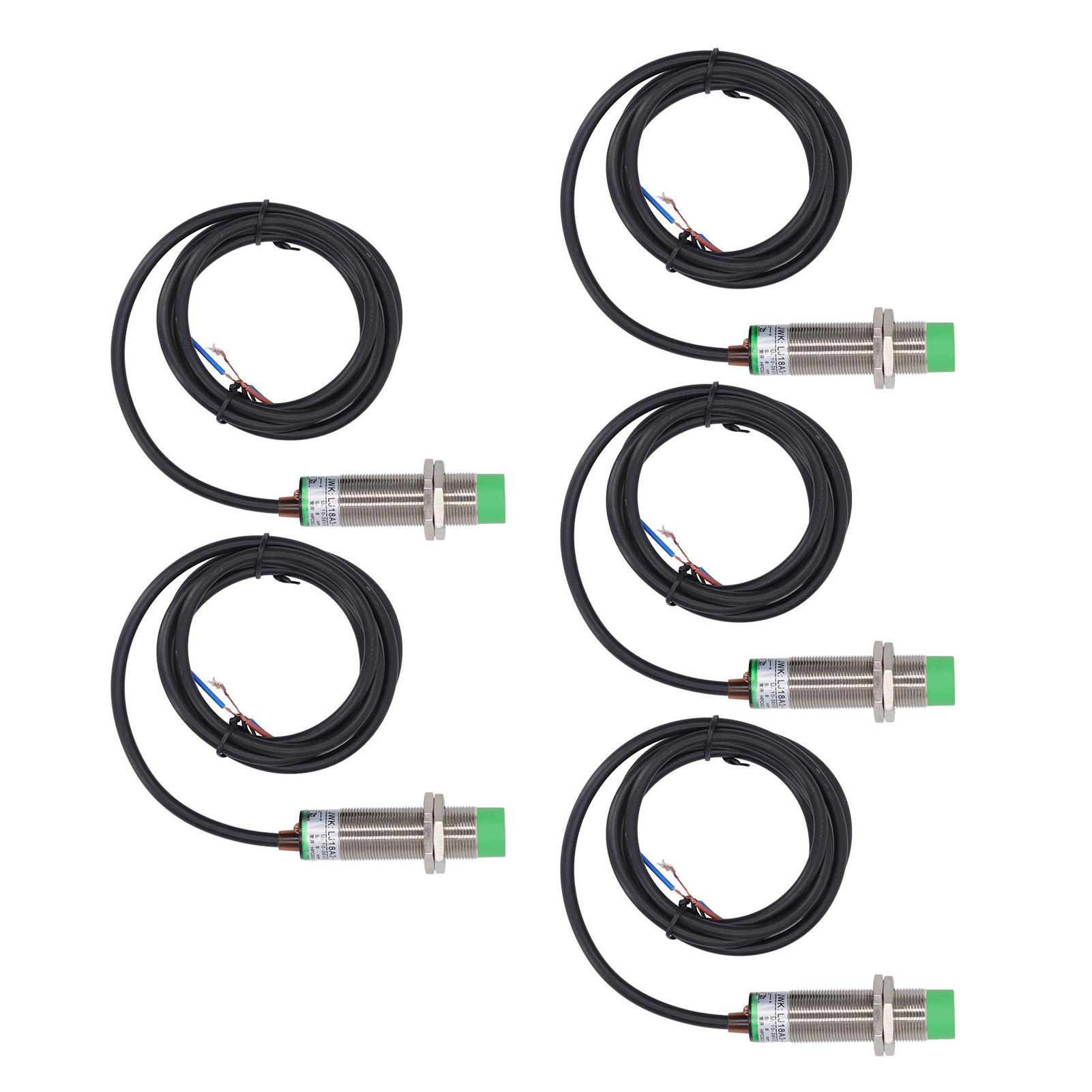 

5PCS Inductive Proximity Switch Non Contact Distance Approach Sensor M18 2 Wire Normally Open 10‑36VDC