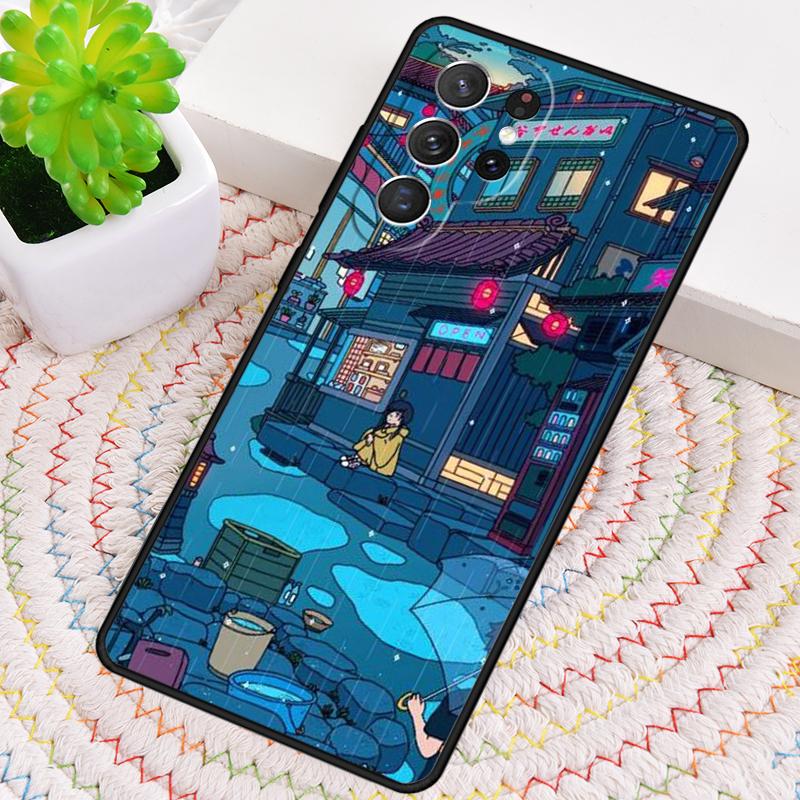 Neon Village Bathhouse Night Silicone Phone Case For Samsung Galaxy note 10 pro S26 S25 S24 S23 S22 S21 Plus S25Ultra Capa Cover