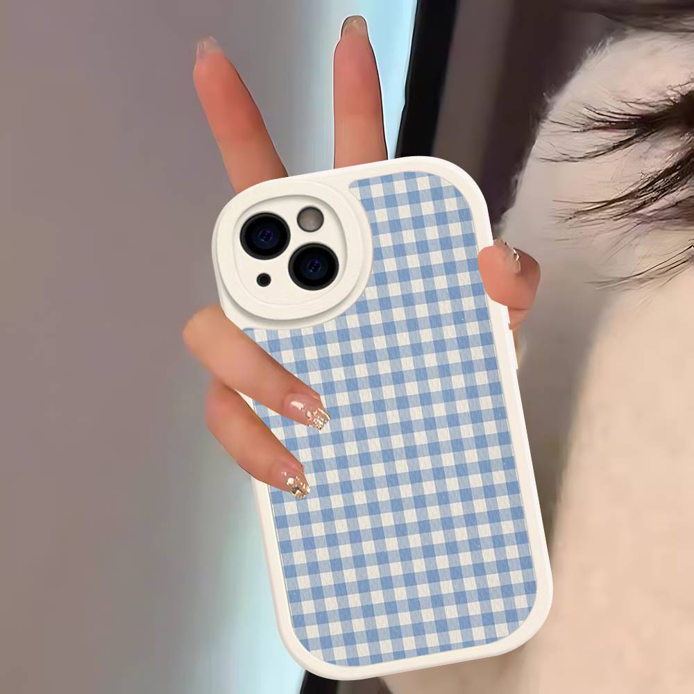 Simple Chic Lattice Pattern Phone Cover For IPhone 11 12 13 14 15 16 Pro Max Mini Plus Soft Leather Case