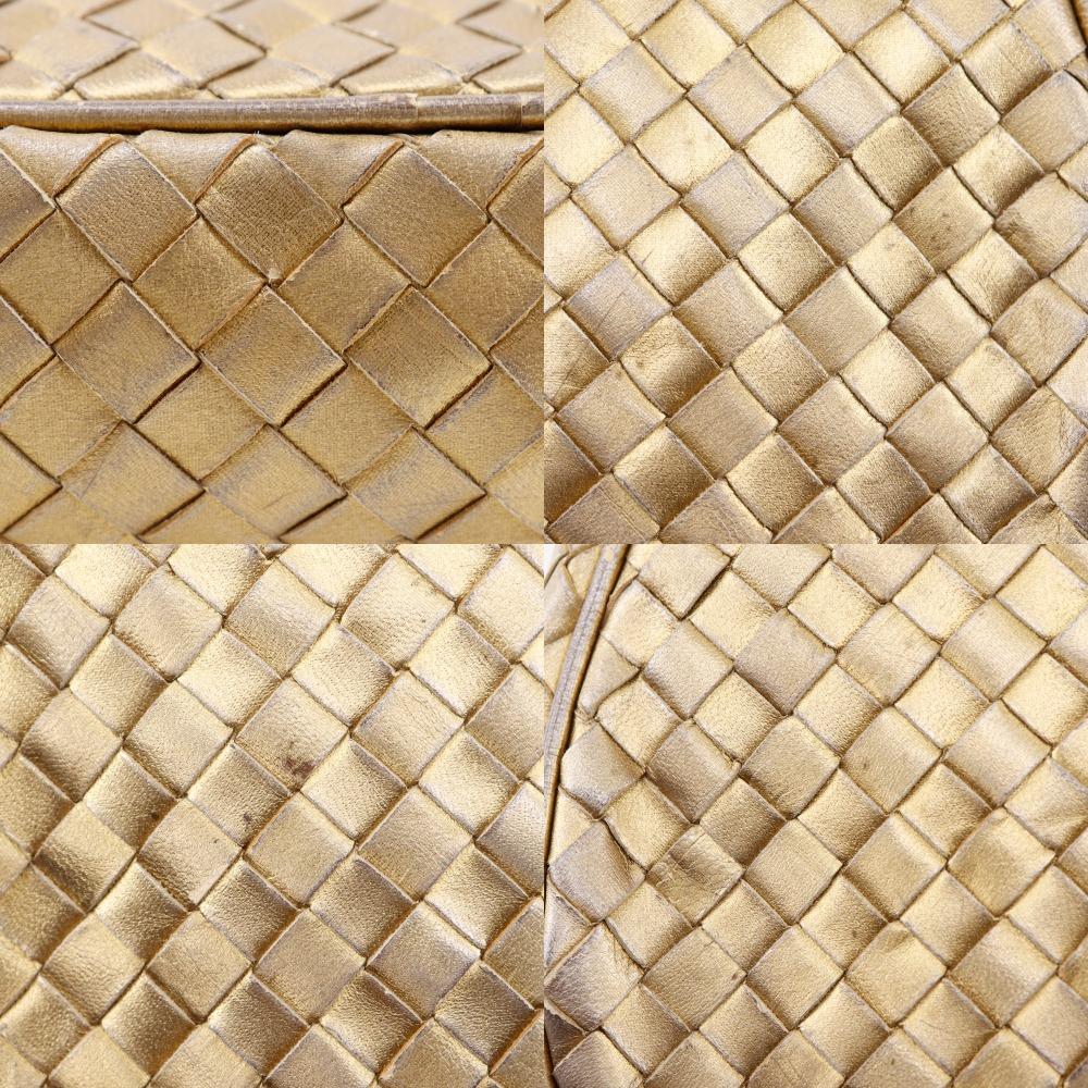 BOTTEGAVENETA Intrecciato Shoulder Bag Gold Calfskin Women Used