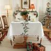 Embroidered Christmas Tablecloth Rectangle Floral Table Cover With Tassels Dining