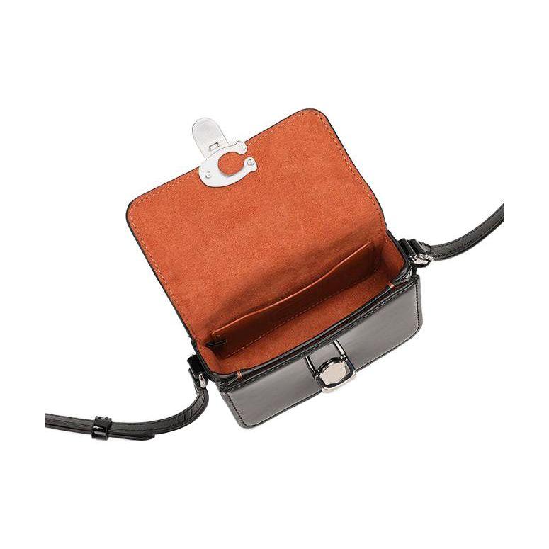 Coach Studio 12 Push Button Closure Adjustable Shoulder Strap Patent Leather Mini Crossbody Bag Women Crossbody Bag Black CE762-LHBLK
