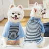 Autumn Winter Pet Clothes Dog Cat Striped Base Layer Shirt Warm Outfit with Leash Ring for Small Dogs Teddy Bichon