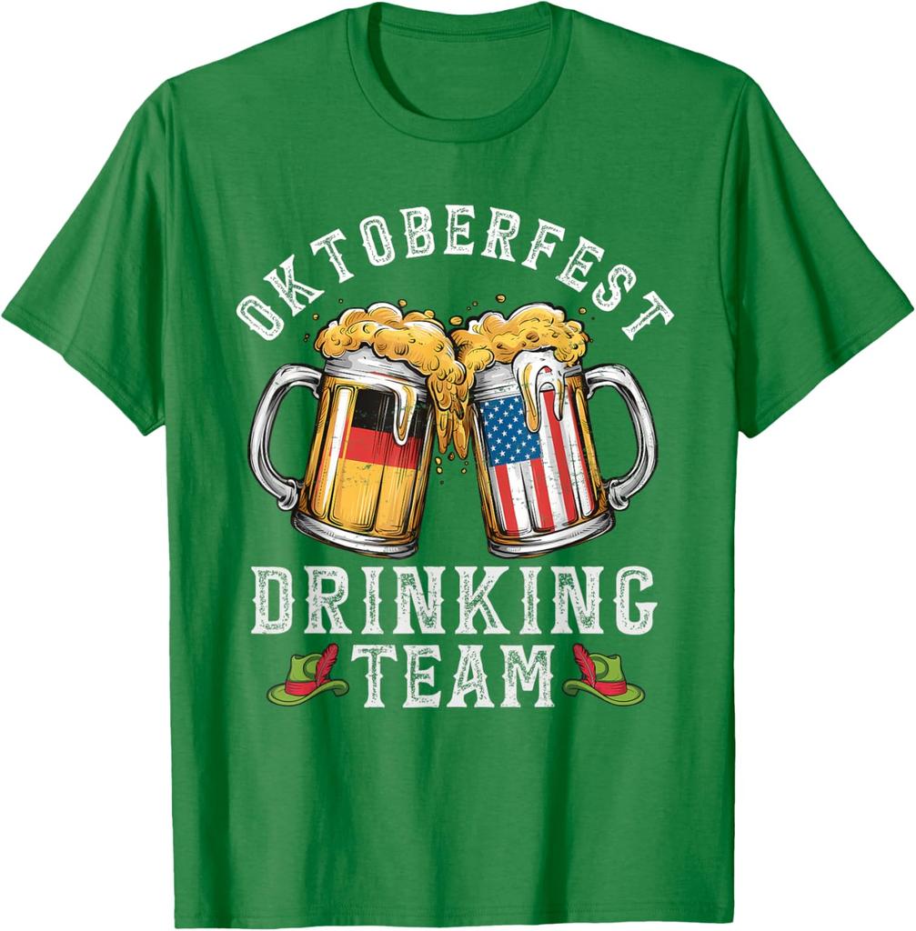 Oktoberfest Squad Drinking Team Beer German American Flag TShirt Woman Man Casual Cotton Graphic T Shirts Streetwear Tops Tee
