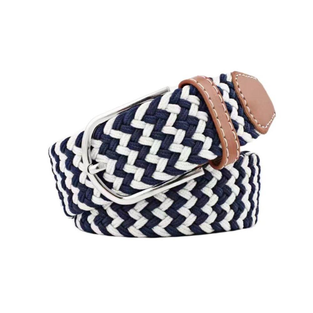 Multicolored Elastic Braided Belt No Hole Men's Waistband Durable Stretch Woven Belt  Women