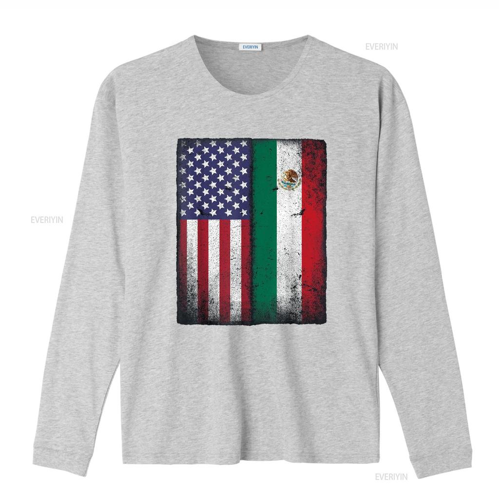 Mexican American Flag Mexico Usa Mexicana Mexicano T Shirt vintage Washed Stretched Slightly graphic Casual homme Soft Stylish