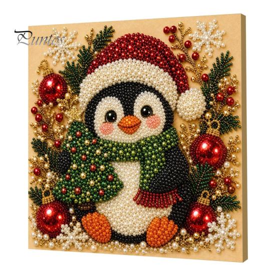 Christmas Home Decoration Faux Pearl Art Kit, DIY Snowman Painting 3D Festive Living Room Accents Xmas Scenes Crafting Project for Adults Beginners,