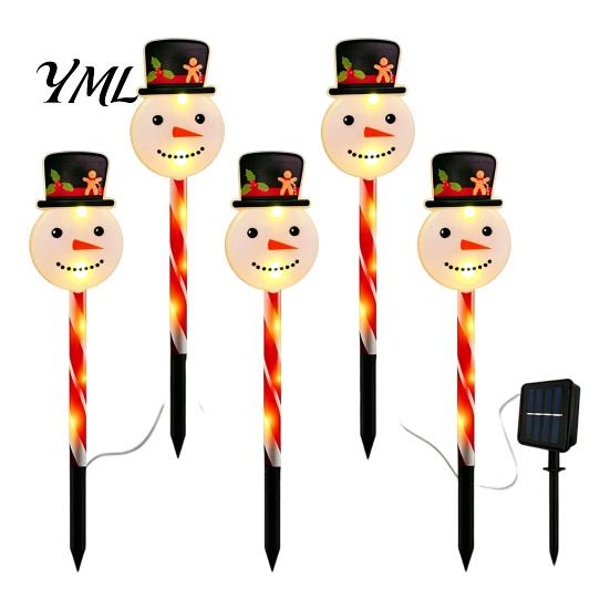 Outdoor Lighting for Courtyard 5Pcs Solar Christmas Yard Stake Light, Waterproof LED Garden Lamp with Energy Efficient Path Lights Snowman Santa Claus