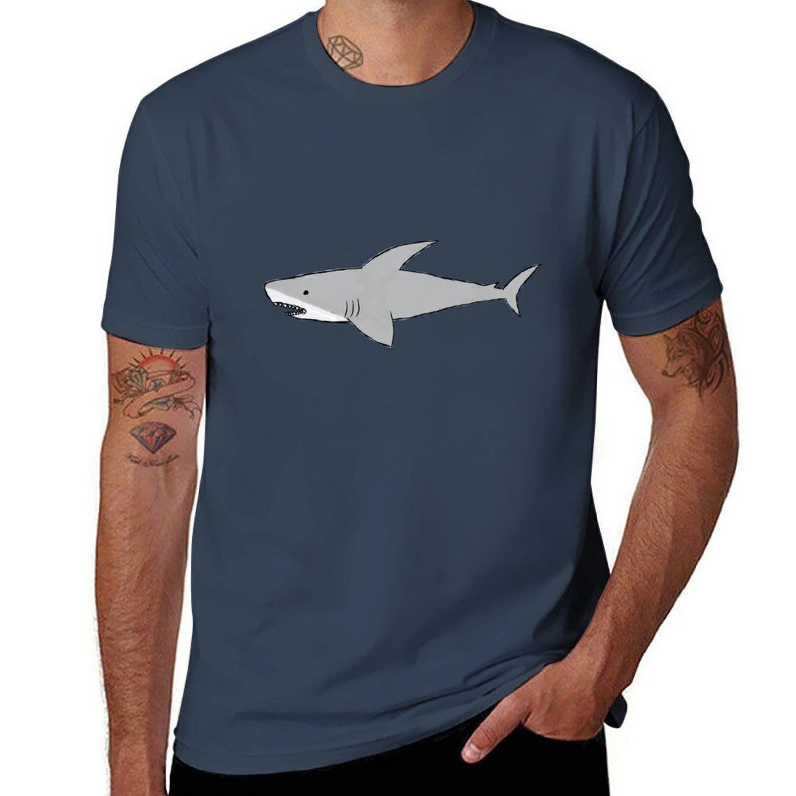 Shark TShirt Work Short Sleeve Cotton Top S