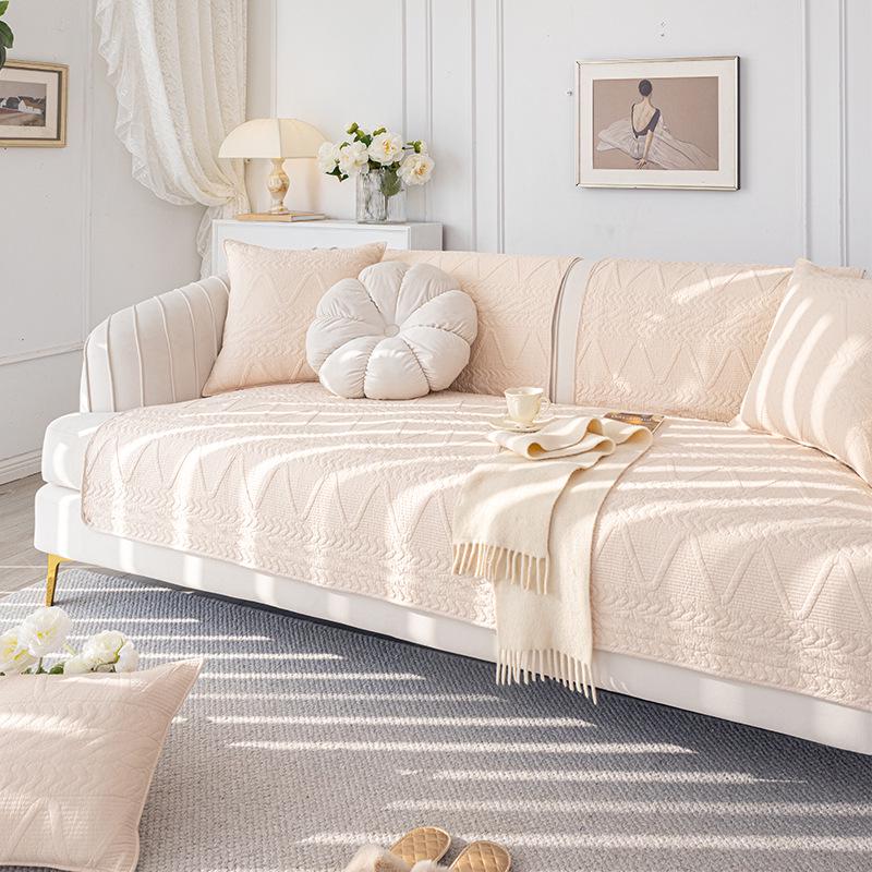 All-Season Non-Slip Pure Cotton Sofa Cushion - Solid Color, Japanese & Korean Design (2024 Model)