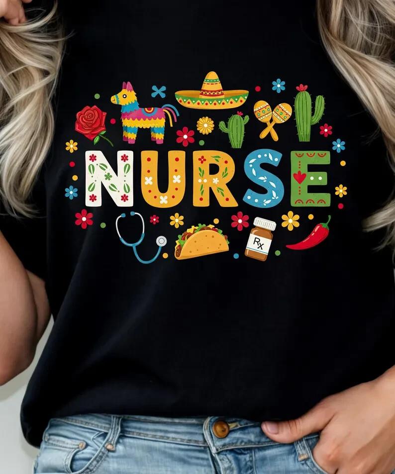 Funny Cinco De Mayo Nurse Shirt PNG Fiesta Party Digital Design T-shirt Unisex T-Shirt S