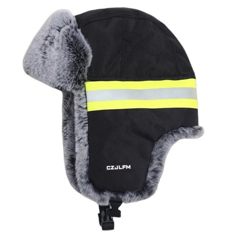 Reflektierende Winter-Trappermütze zum Radfahren Hohe Sichtbarkeit Warm Thermisch Fellige Ohrenklappen Mützen mit Abnehmbarer Brille