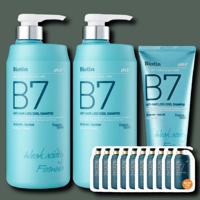

[B7] B7 Cool Shampoo Anti-Hair Loss 1000ml x 2 + 200ml x 1 + 10 sheets (17503127)