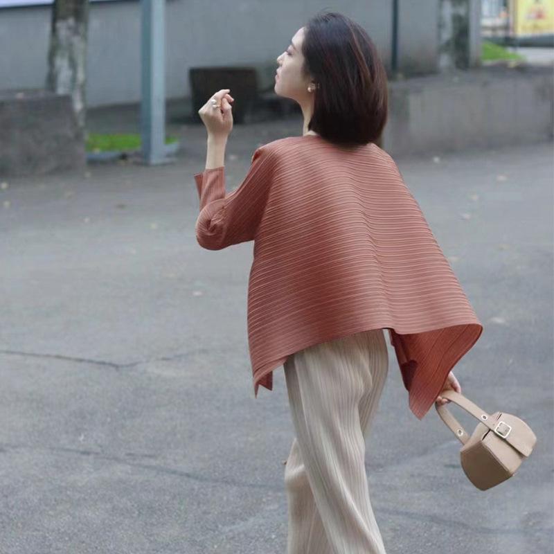 Miyake 2023 Sommer Damen Übergröße Rundhals Plissee-Top - Bequem, lässig und modisch