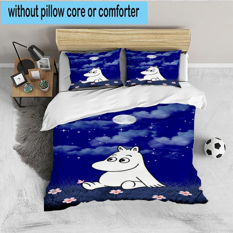 Moo-min Family Celebration 3PCS Bedding set,Ideal for 1pc Duvet Cover And 2pcs Pillowcases Perfect for Fan gift,Ideal for Bedroom, Dormitory