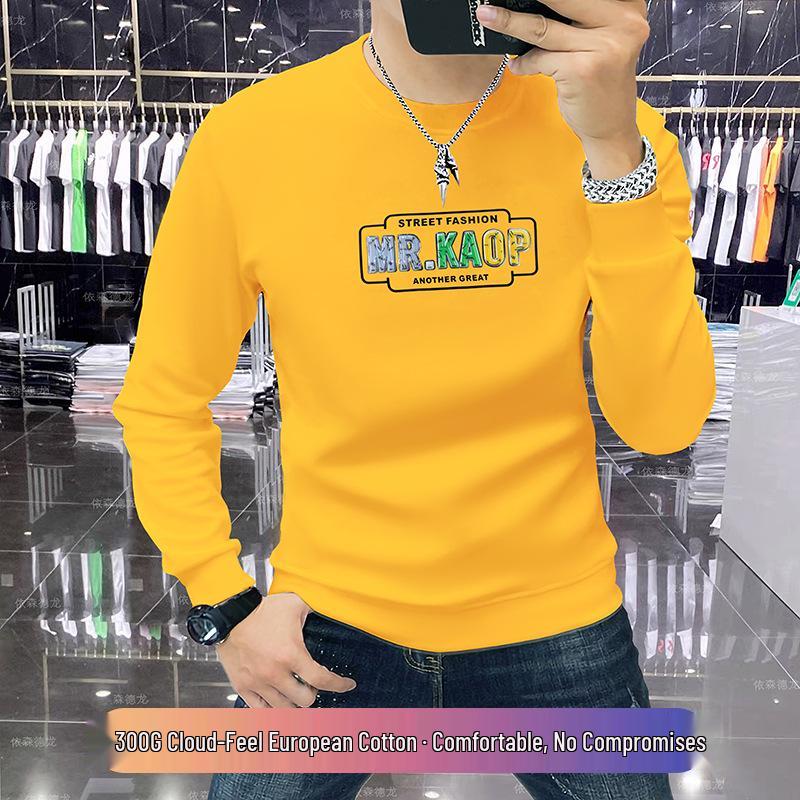 

Men s Slimming Long Sleeve Round Neck European Cotton Hoodie - Autumn/Winter Trend, Lightweight & Versatile Fashion. 3XL (160-175 kg)