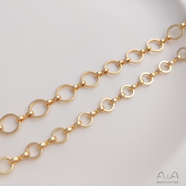 Gold-Filled 6mm Round Link Chain: 8mm O Chain for DIY Bracelets & Earrings