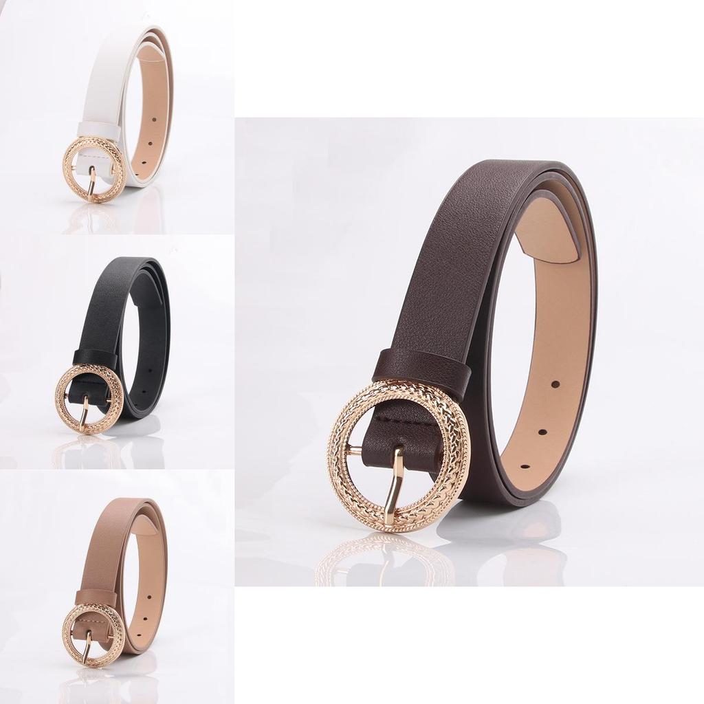 Womens Fashion Pu Leather Belt With Alloy Buckle For Casual Wear And Office Style