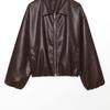 European and American style, new women's clothing, fashionable and versatile, simple and versatile imitation leather bomber jacket