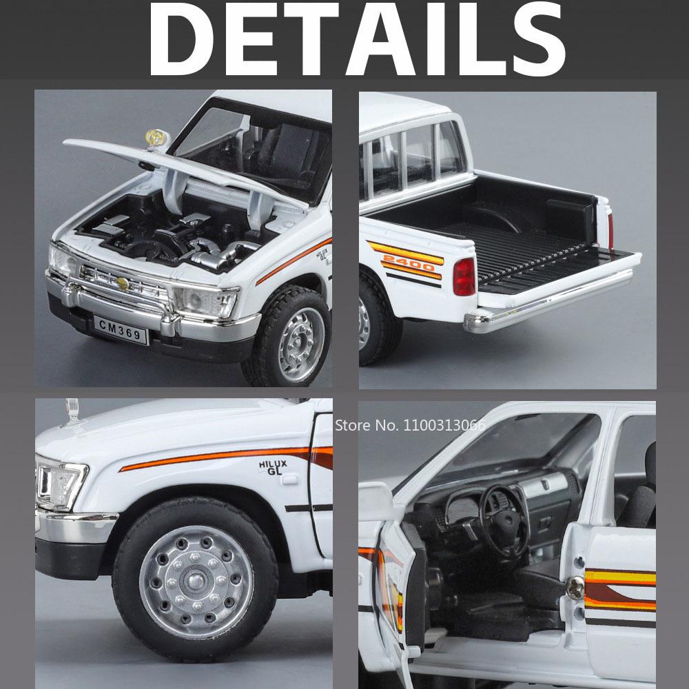 1:32 Hilux TUNDRA Alloy Diecast Toys Cars Models Wheel Pull Back Miniature Car with Light Sound Vehicles for Boys Birthday Gifts