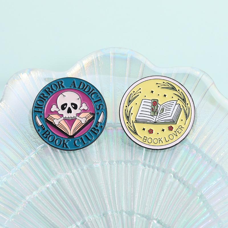 Books Lover Enamel Pins Horror Addict Bookboyfriend Bookworm Brooches Lapel Badges Reading Habit Jewelry Gift for Friends