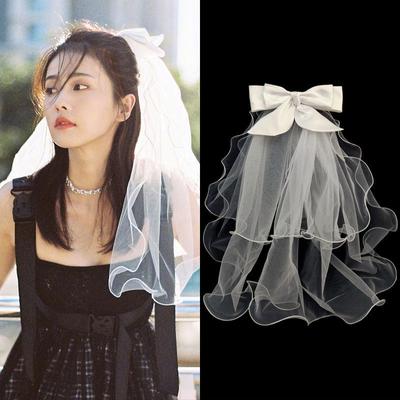Short Headdress Bridal Wedding Photo Bow Headdress
