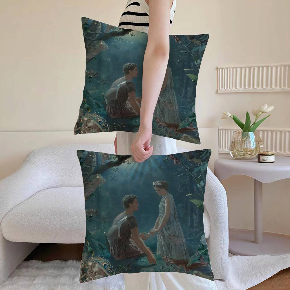 A M-Midsummer Nights Dream Pillow Case Sofa and Living Room Decorative Cushion Covers Dust-proof and Mite-proof Invisible Zipper