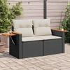 VidaXL Garden Sofa with Cushions 2-Seater, Seat with Backrest, Patio Furniture Backyard Terrace Outdoor, Black 366009