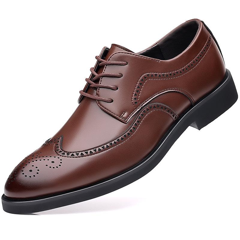 Men's Classic Retro Brogue Shoes Mens Lace-Up Business Leather Shoes Dress Office Flats Men Wedding Party Oxfords