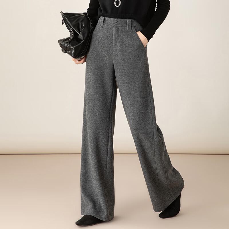 Fanzhen Women's High-Waist Thick Woolen Wide-Leg Pants