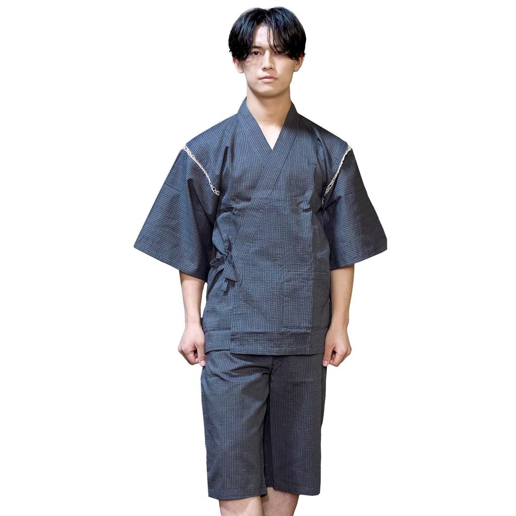 Jinbei for Shijira Top and Bottom Set and Comfortable To Japanese Gray [Luanna Jena] Men, Weave, 100% Cotton, [Cool Wear] Lightweight, Breathable,