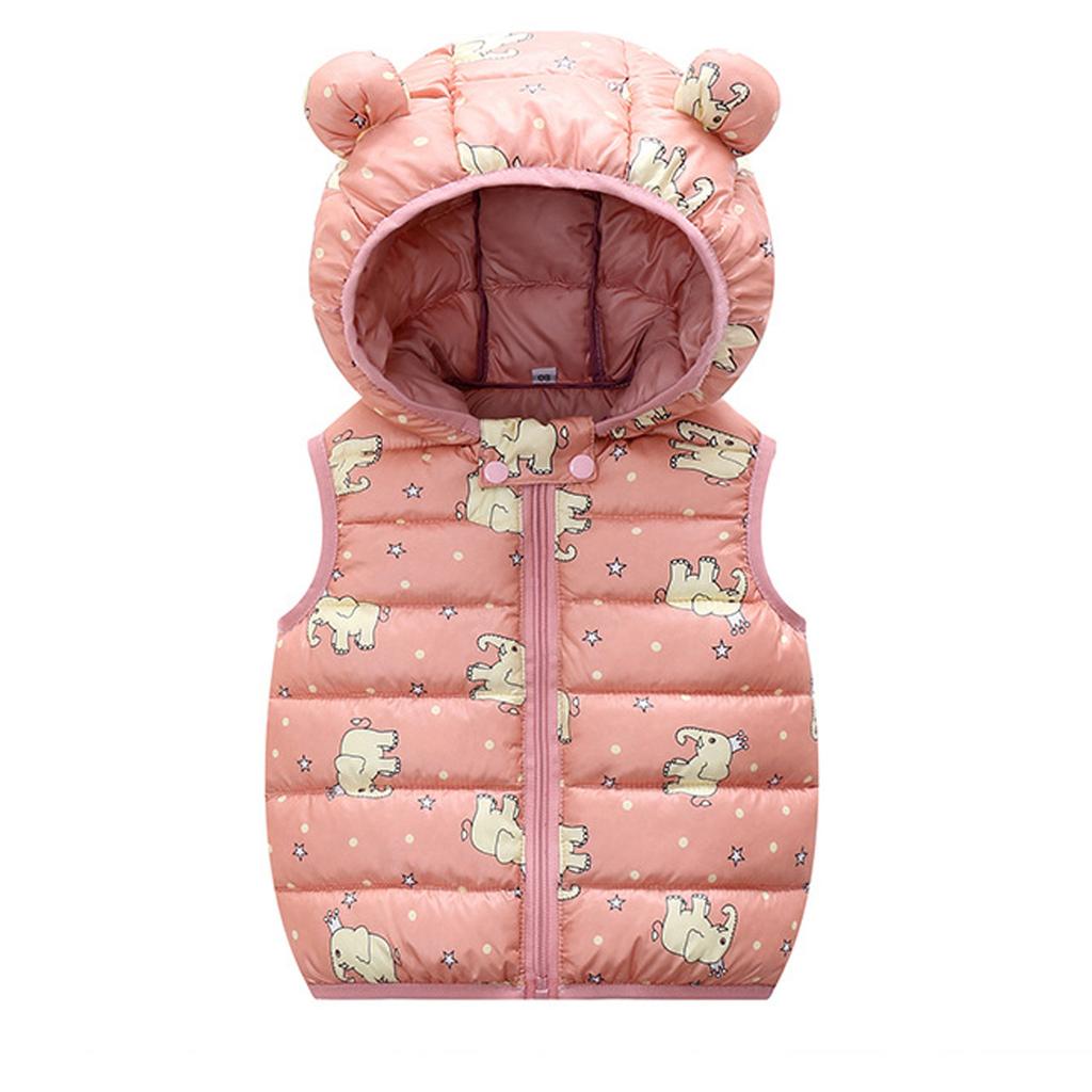 Toddler Baby Girls Winter Cartoon Windproof Coat Hooded Warm Outwear Waistcoat