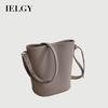 Lychee Pattern Soft Leather Bucket Bag Commuter All-Match One-Shoulder Messenger Women's Bag