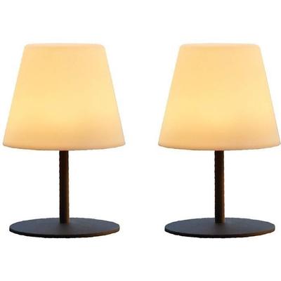 Pack of 2 Wireless Table Lamps - LUMISKY - TWINS - H16 Cm - Grey Steel Base - Warm White and White LEDs