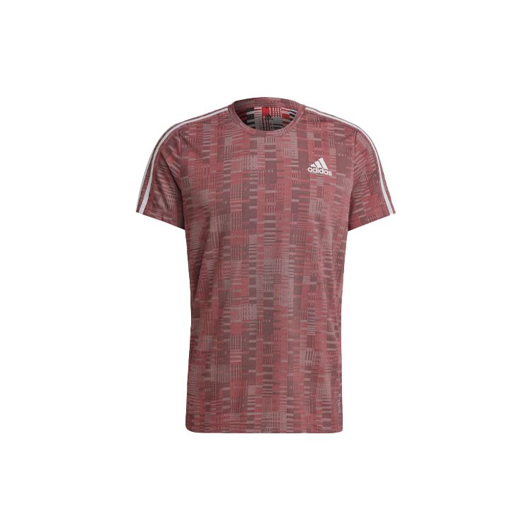 

Adidas Logo Pattern Свободная футболка с коротким рукавом Мужские топы Светло-красный GK5322