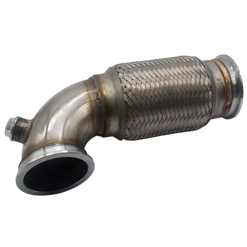 2.5 V-Band to V Band Downpipe Low Profile 90 Degree with Flex bellow W/O2 Plug