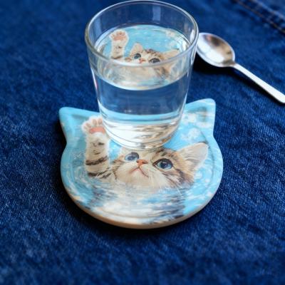 1/6 Stück Cartoon Katze Themen Keramik Getränkeuntersetzer Wasserabsorbierend Fantasy Atmosphäre Untersetzer Heimküchendekor