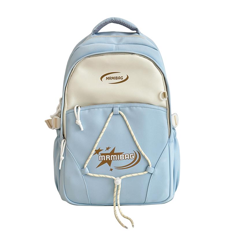 

Large Capacity Backpack Contrast Color Student Schoolbag синий