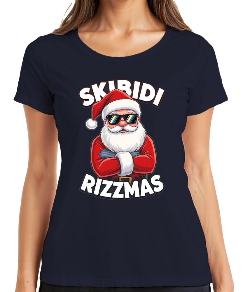 Skibidi Rizzmas Santa Claus Sunglasses Funny Meme Gift Ladies Tshirt S