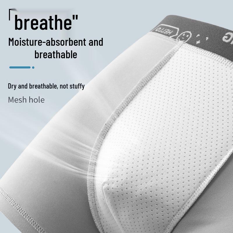 Pánské prodyšné bavlněné boxerky - Sportovní slipy se středním pasem pro teenagery, jednobarevné