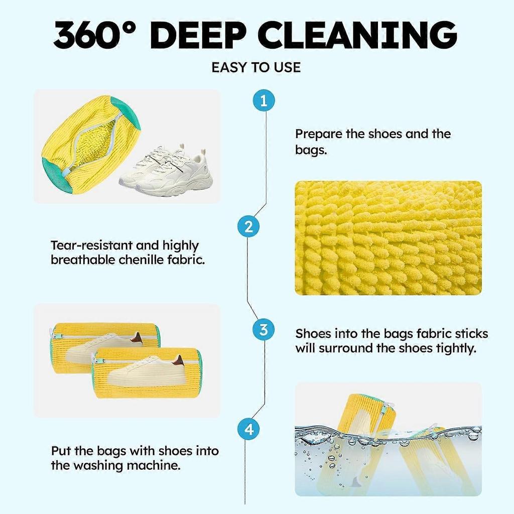 Shoe Washing Machine Bag: Laundry Shoe Bag Keeps Clean - Reusable Shoe Washing Bag for Sneaker Tennis Shoes Unstain Cleaner Kit(Yellow 2 Pcs)